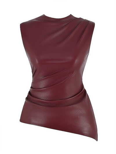 Dana Cherry Leather Top