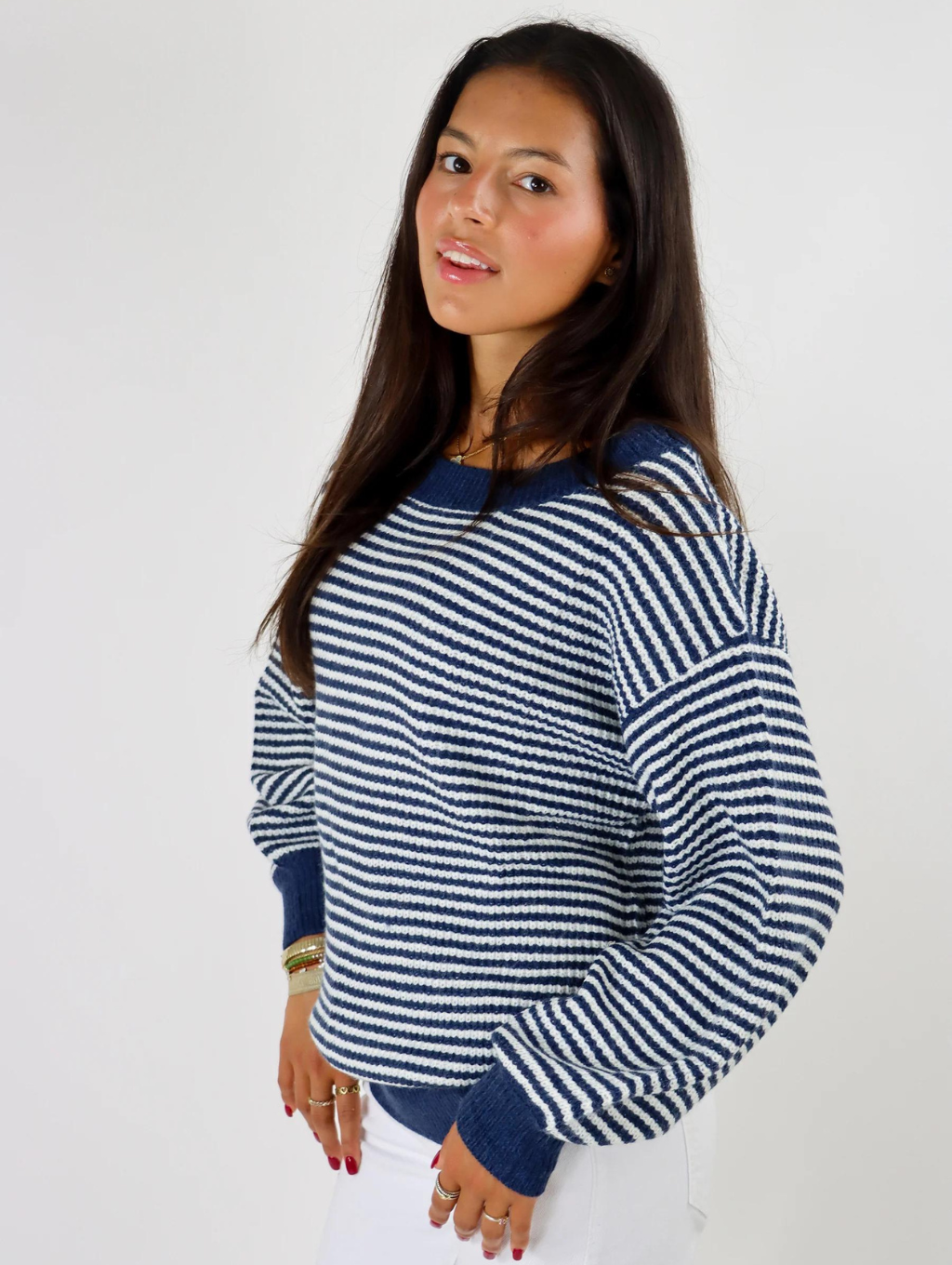 Olivia Striped Drop Shoulder Sweater