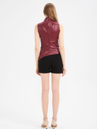 Dana Cherry Leather Top