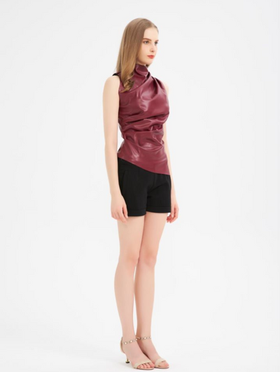 Dana Cherry Leather Top